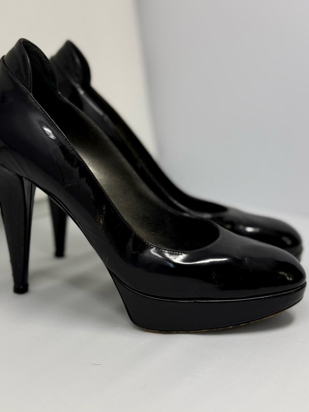 Sergio Rossi Black Patent Platform Pumps